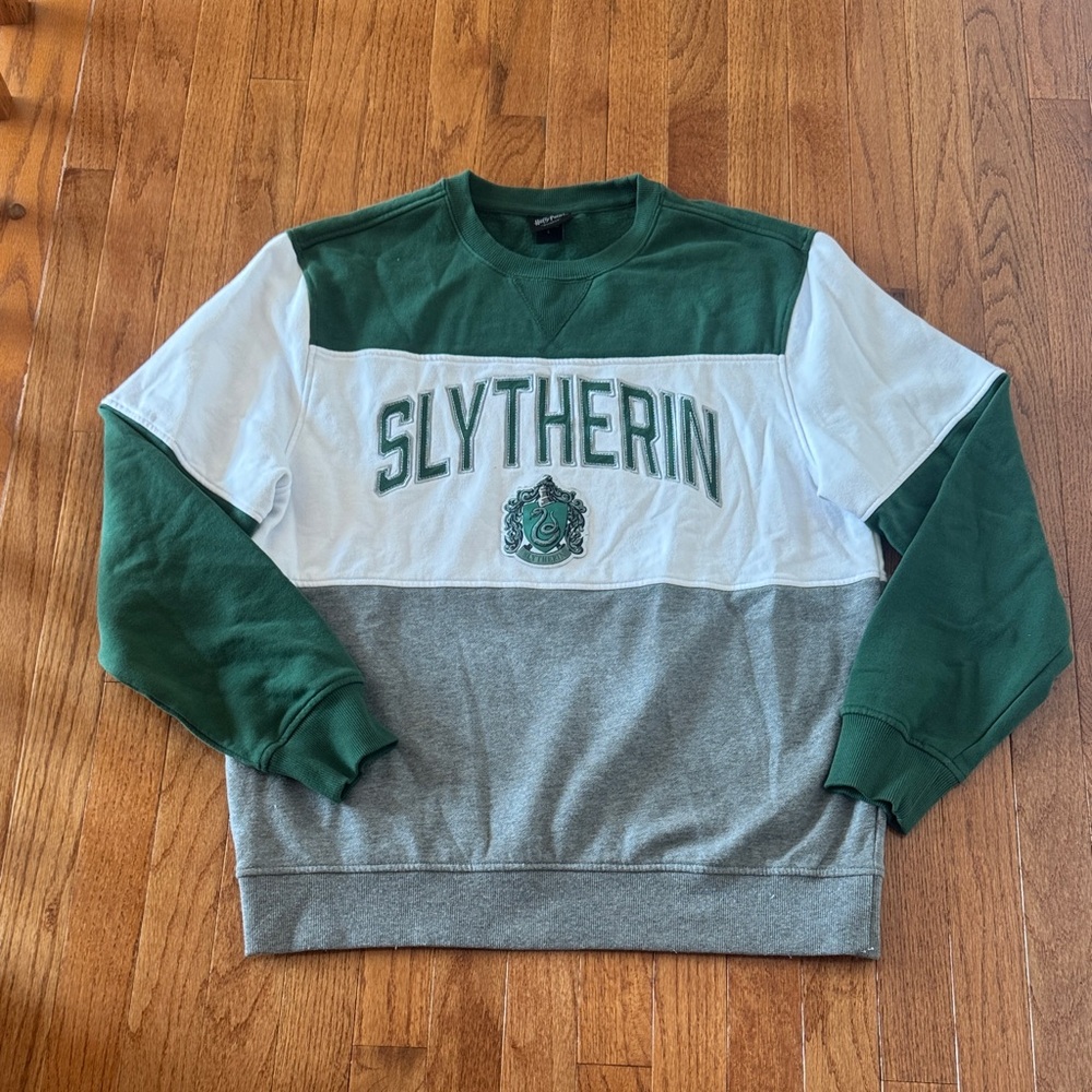 Slytherin Green and Gray Men's Sweatshirt large